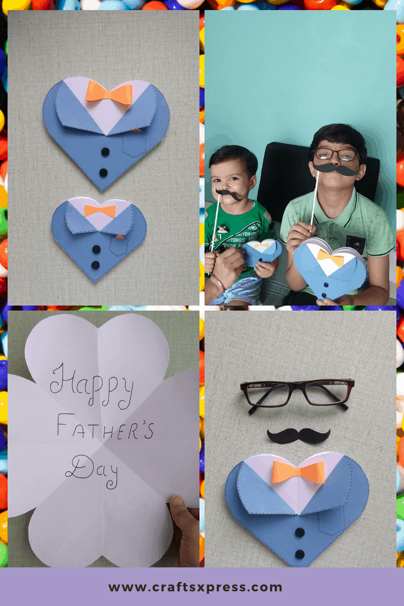 paper heart craft for father's day