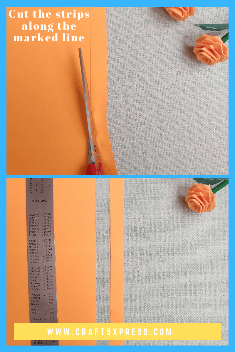 Cut the strips for small paper rose