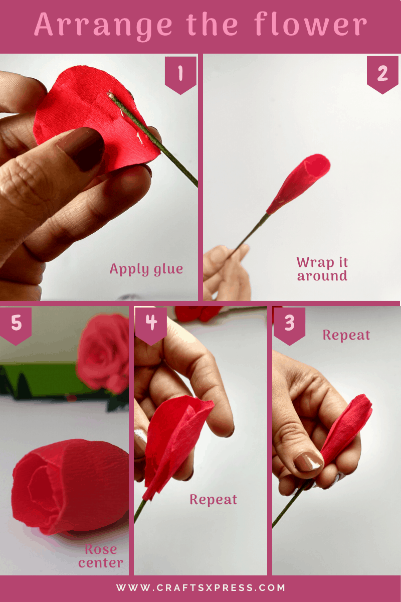 Arrange the petals for making a real looking rose